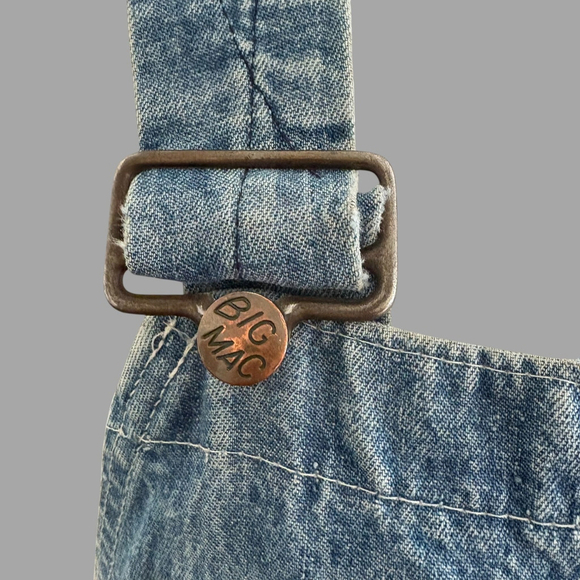Big Mac Vintage Denim Overall Shorts 80s Blue - Picture 8 of 16